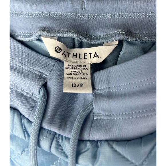 Athleta Womens Apres Ski Down Quilted Jogger Pants Heron Blue Drawstring 12P - Picture 8 of 16